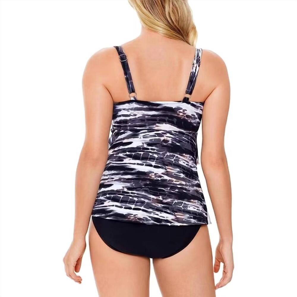 NEW SWIM SOLUTIONS women's coastal plates printed side tie tankini top in coasta - Picture 2 of 2